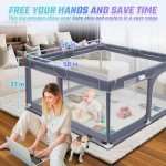 Portable Baby Playpen with Mat and Mesh Sides