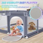 Portable Baby Playpen with Mat and Mesh Sides