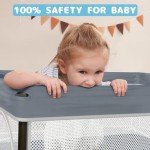 Foldable Baby Playpen with Mat - Grey 50"×50