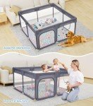Portable Baby Playpen - Sturdy Play Space (Dark Grey)