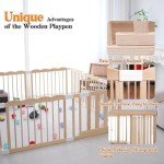 Large Adjustable Wooden Baby Playpen with Gate