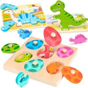 AuntyFey Dinosaur Puzzle with Eggs for Toddlers