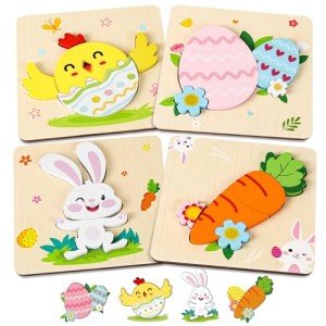 Easter Wooden Puzzles - 4 Pack for Kids