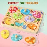 Dinosaur Wooden Puzzles for Toddlers - 8 Pieces