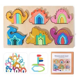 6-in-1 Wooden Dinosaur Shape Matching Puzzle