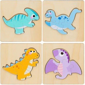 Dinosaur Wooden Puzzles for Toddlers - 3 Pack