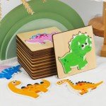Dinosaur Wooden Puzzles for Toddlers - 3 Pack