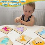 Dinosaur Wooden Puzzles for Toddlers - 3 Pack
