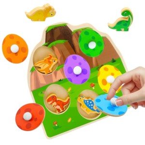 Dinosaur Matching Egg Peg Puzzle for Toddlers