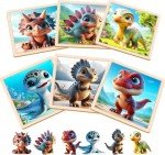 Dinosaur Wooden Puzzles Set for Toddlers