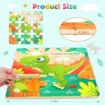 8-Pack Dinosaur Wooden Puzzles for Toddlers