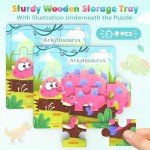 8-Pack Dinosaur Wooden Puzzles for Toddlers