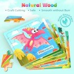 8-Pack Dinosaur Wooden Puzzles for Toddlers