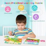 8-Pack Dinosaur Wooden Puzzles for Toddlers