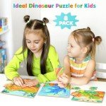 8-Pack Dinosaur Wooden Puzzles for Toddlers