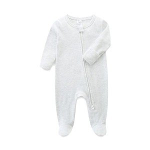 Organic Cotton Long Sleeve Baby Bodysuit - Pale Gray