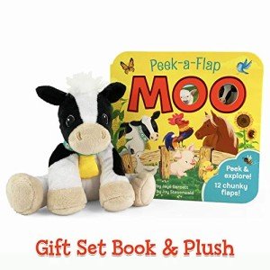 Moo Peek-a-Flap Gift Set: Book and Plush Toy