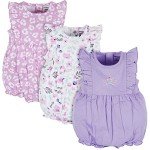 Baby Girls' 3-Pack Rainbow Rompers, 3-6 Months