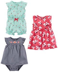 Cute 3-Pack Baby Girl Rompers and Dress Set