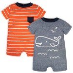 Gerber Baby Boys' 2-Pack Rompers - Blue Whale