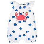 Gerber Baby Girls' Blue Crab Rompers 2-Pack