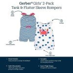 Gerber Baby Girls' Blue Crab Rompers 2-Pack