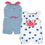 Gerber Baby Girls' Blue Crab Rompers 2-Pack