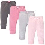 Organic Cotton Baby Girls' Pants - Pink & Gray