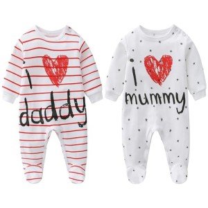 AOMOMO Newborn I Love Daddy Mummy Romper Set