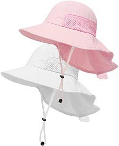 2-Pack Kids Adjustable Sun Hats UPF 50+
