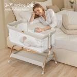3-in-1 Baby Bassinet Bedside Sleeper with Mattress