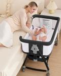 3-in-1 Baby Bassinet with Adjustable Heights and Wheels