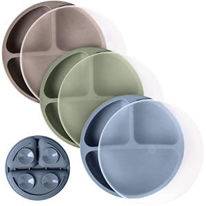WeeSprout Silicone Suction Plates with Lids - 3 Pack