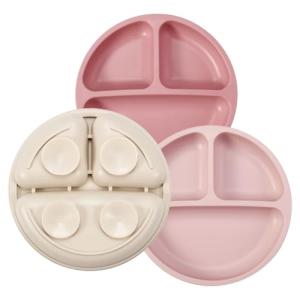 PandaEar 3 Pack Silicone Toddler Plates - Unbreakable