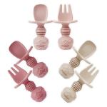 PandaEar Silicone Baby Spoon and Fork Set - Pink