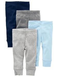 Carter's Baby Cotton Pants 4-Pack, Blue/Grey/White