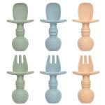 Eascrozn Silicone Baby Feeding Utensils Set, 6 Pack