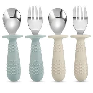 PandaEar Baby Toddler Silicone Stainless Steel Utensils Set