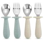 PandaEar Baby Toddler Silicone Stainless Steel Utensils Set