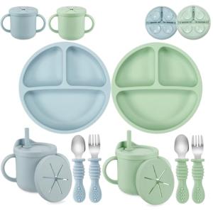 PandaEar Toddler Plates, Sippy Cups & Utensils Set