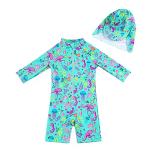 Baby One Piece Zip Sunsuit with Sun Hat