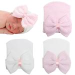 Soft Baby Hat with Big Bow for Newborns