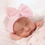 Soft Baby Hat with Big Bow for Newborns