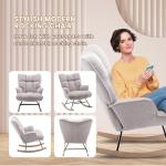 Grey Plush Rocking Chair for Nursery and Living Room