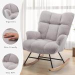 Grey Plush Rocking Chair for Nursery and Living Room