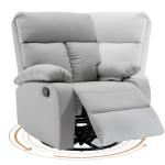 Light Grey Swivel Rocker Recliner for Small Spaces