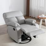 Light Grey Swivel Rocker Recliner for Small Spaces
