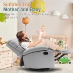 Light Grey Swivel Rocker Recliner for Small Spaces