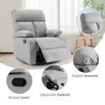 Light Grey Swivel Rocker Recliner for Small Spaces