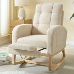 NIOIIKIT Teddy Upholstered Rocking Chair with Footrest